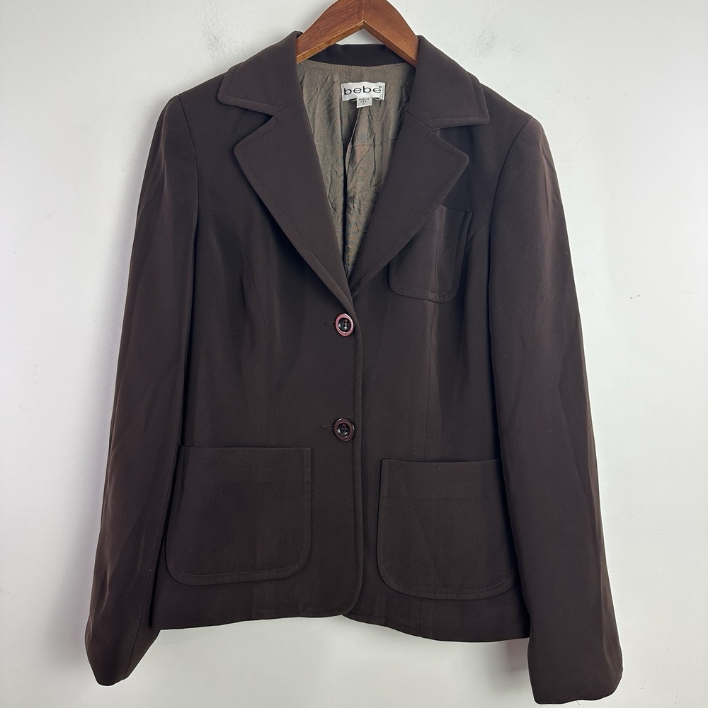 Bebe Vintage Y2K 90s Women's‎ 6 Brown 2 Button Long Blazer Jacket